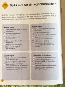 Forslag til egenberedskap.